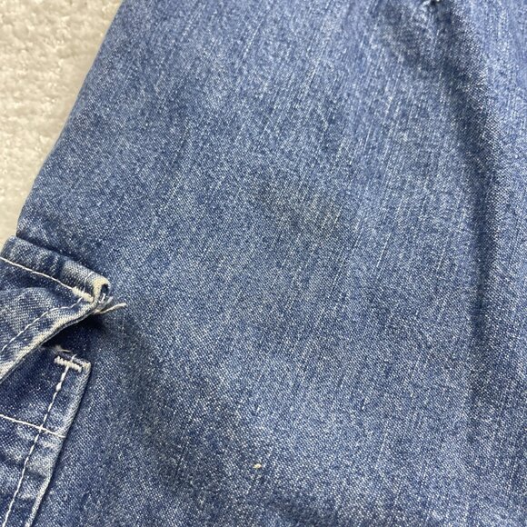 VTG 90s Tommy Hilfiger Cargo Shorts Wom 12 Blue Denim Carpenter Jean Canada Made - Picture 6 of 12